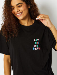 Get Off My Back Graphic Black Oversized T-Shirt Tops & T-Shirts Skinnydip London