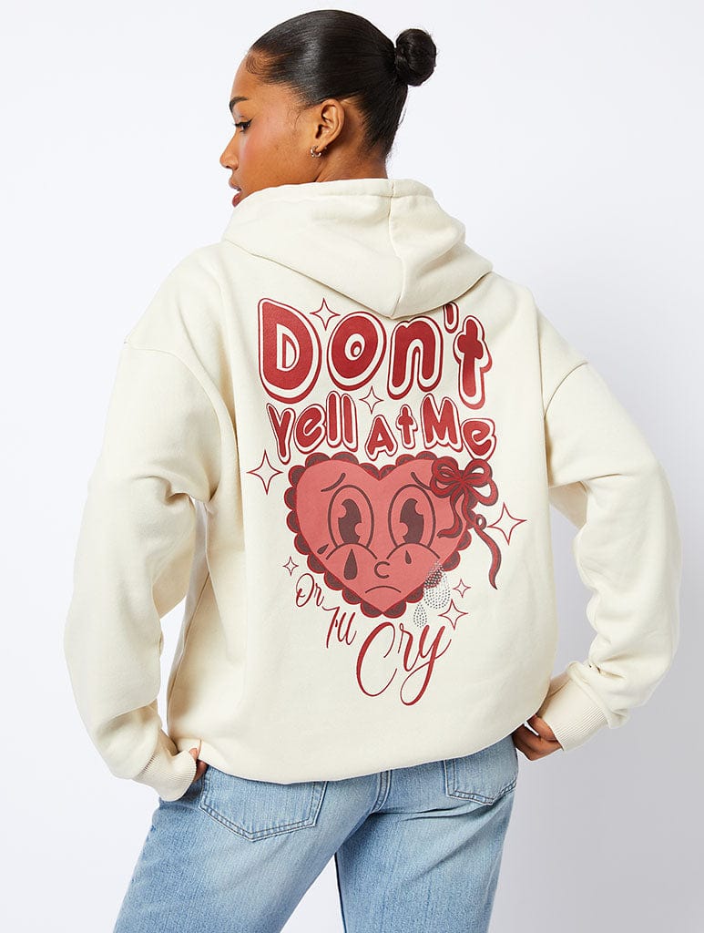 Girls Don't Cry Hoodie in Cream Hoodies & Sweatshirts Skinnydip London