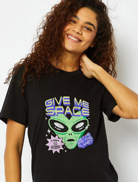 Give me Space T-Shirt in Black Tops & T-Shirts Skinnydip London