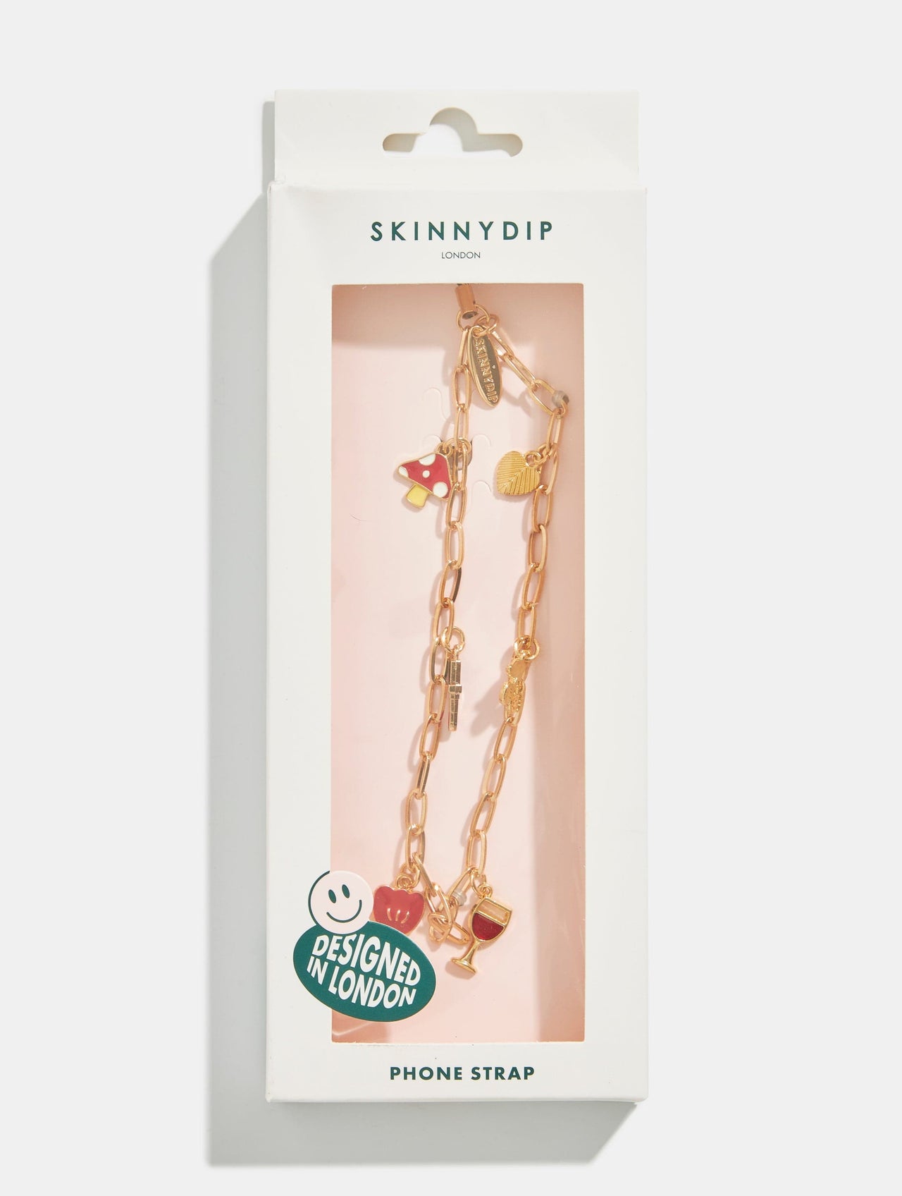 Gold and Red Charm Chain Phone Strap Phone Grips Skinnydip London