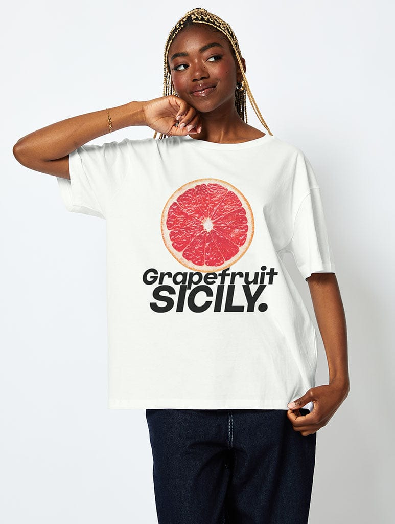 Grapefruit Sicily T-Shirt in Ecru Tops & T-Shirts Skinnydip London