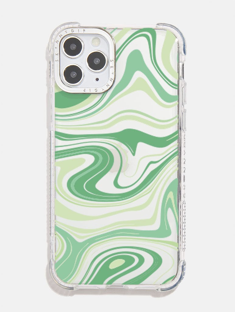 Green Retro Swirl Shock iPhone Case Phone Cases Skinnydip London