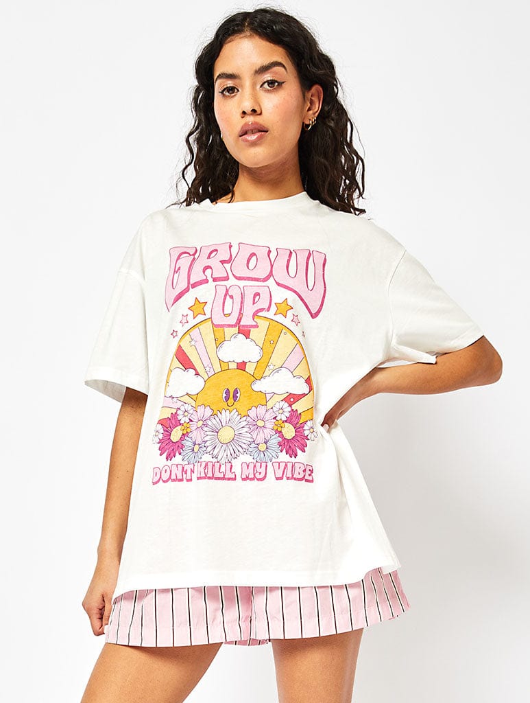 Grow Up T-Shirt In Ecru Tops & T-Shirts Skinnydip London