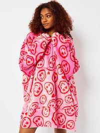 Happy Face Fleece Blanket Hoodie Lingerie & Nightwear Skinnydip London