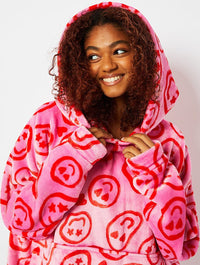 Happy Face Fleece Blanket Hoodie Lingerie & Nightwear Skinnydip London