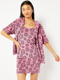 Happy Face Printed Towelling Mini Dress Dresses Skinnydip London