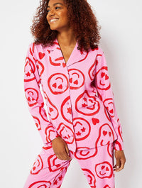 Happy Face Pyjama Set in Pink & Red Lingerie & Nightwear Skinnydip London