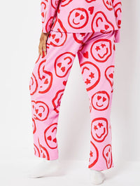 Happy Face Pyjama Set in Pink & Red Lingerie & Nightwear Skinnydip London