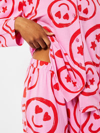 Happy Face Pyjama Set in Pink & Red Lingerie & Nightwear Skinnydip London