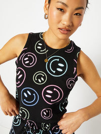 Happy Neon Face Crop Top Tops & T-Shirts Skinnydip London