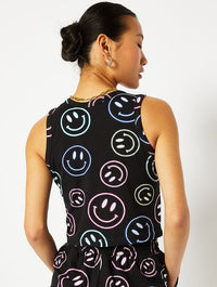 Happy Neon Face Crop Top Tops & T-Shirts Skinnydip London