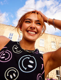 Happy Neon Face Crop Top Tops & T-Shirts Skinnydip London