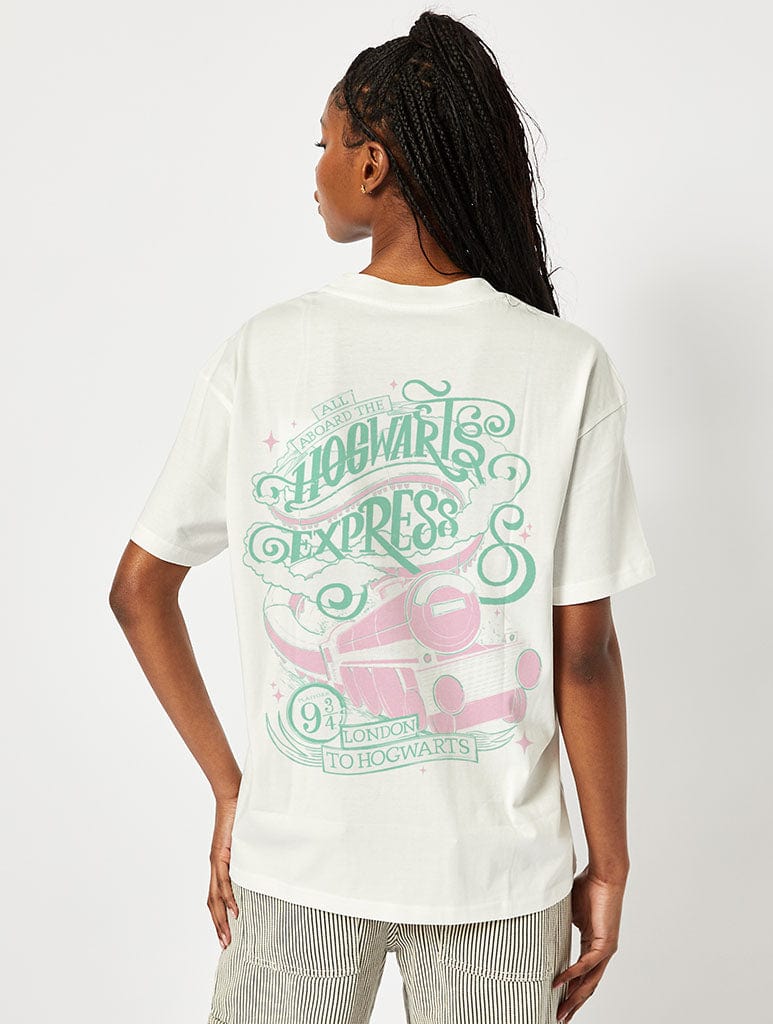 Harry Potter Hogwarts Express T-Shirt In Ecru Tops & T-Shirts Skinnydip London