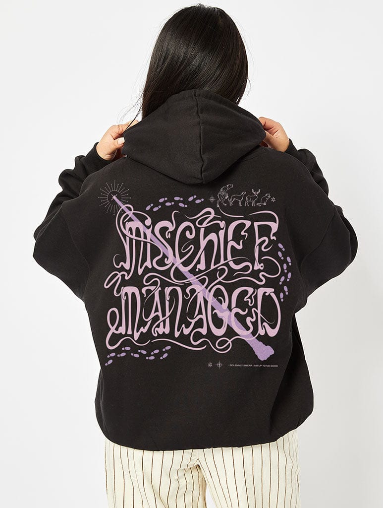 Harry Potter Mischief Managed Hoodie In Black Hoodies & Sweatshirts Skinnydip London