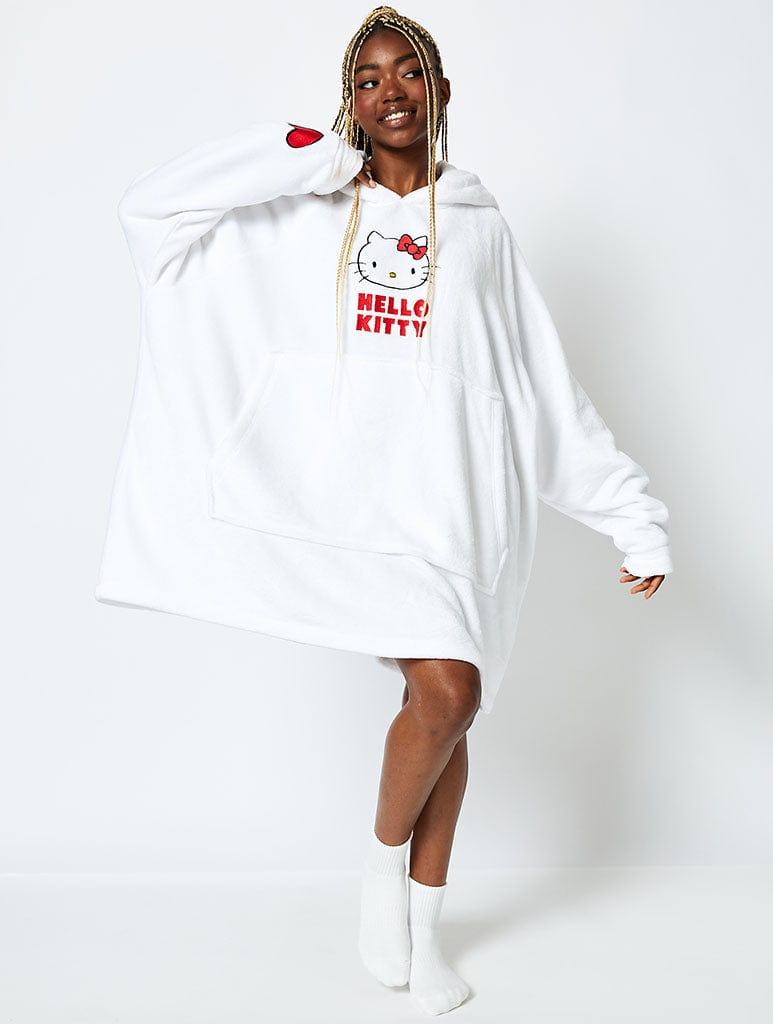 Hello Kitty x Skinnydip Blanket Hoodie in White Lingerie & Nightwear Skinnydip London