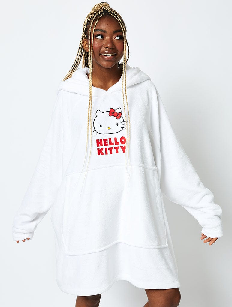 Hello Kitty x Skinnydip Blanket Hoodie in White Lingerie & Nightwear Skinnydip London