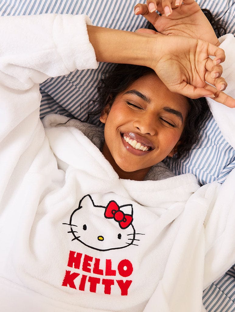 Hello Kitty x Skinnydip Blanket Hoodie in White Lingerie & Nightwear Skinnydip London