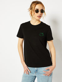 Hello Kitty x Skinnydip Candy Kitty T-Shirt in Black Tops & T-Shirts Skinnydip London