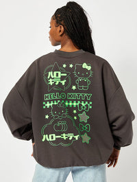 Hello Kitty x Skinnydip Charcoal Sweatshirt Hoodies & Sweatshirts Skinnydip London