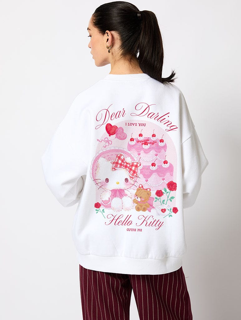 Hello Kitty x Skinnydip Dear Darling Sweatshirt in Ecru Hoodies & Sweatshirts Skinnydip London