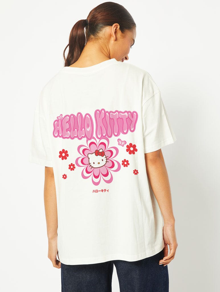 Hello Kitty x Skinnydip Floral T-Shirt in Ecru Tops & T-Shirts Skinnydip London