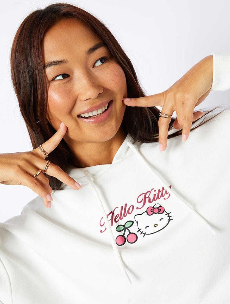 Hello Kitty x Skinnydip Fruit Hoodie in Ecru Hoodies & Sweatshirts Skinnydip London