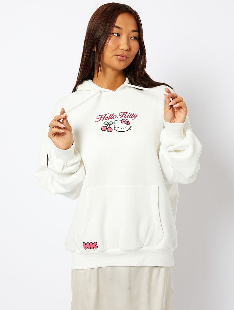 Hello Kitty x Skinnydip Fruit Hoodie in Ecru Hoodies & Sweatshirts Skinnydip London