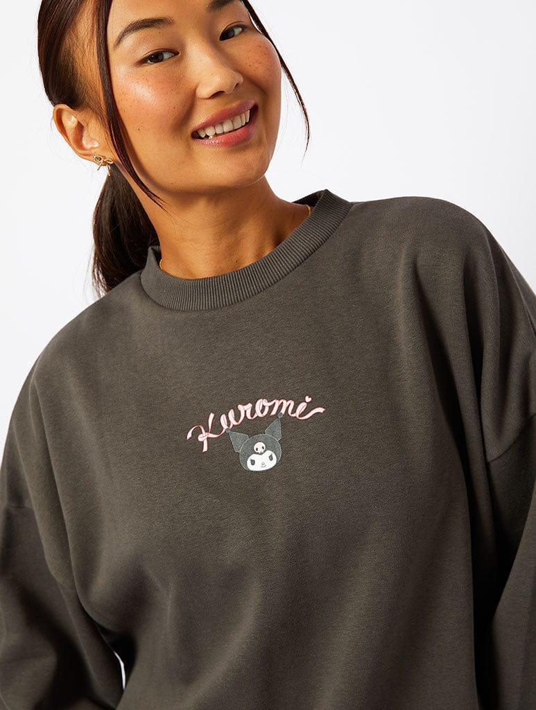 Hello Kitty x Skinnydip Kuromi Cherry Sweatshirt in Black Hoodies & Sweatshirts Skinnydip London