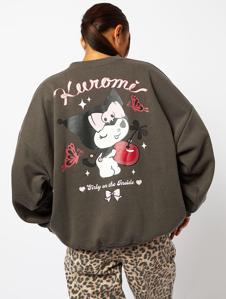 Hello Kitty x Skinnydip Kuromi Cherry Sweatshirt in Black Hoodies & Sweatshirts Skinnydip London