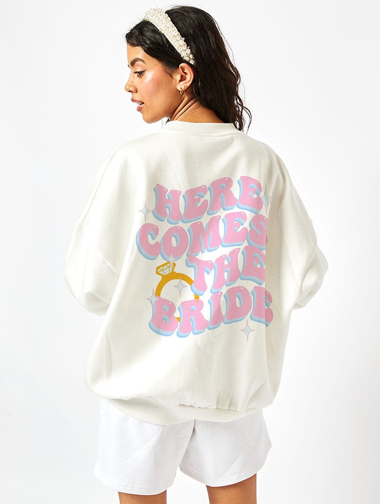 Here Comes The Bride Sweatshirt In White Hoodies & Sweatshirts Skinnydip London