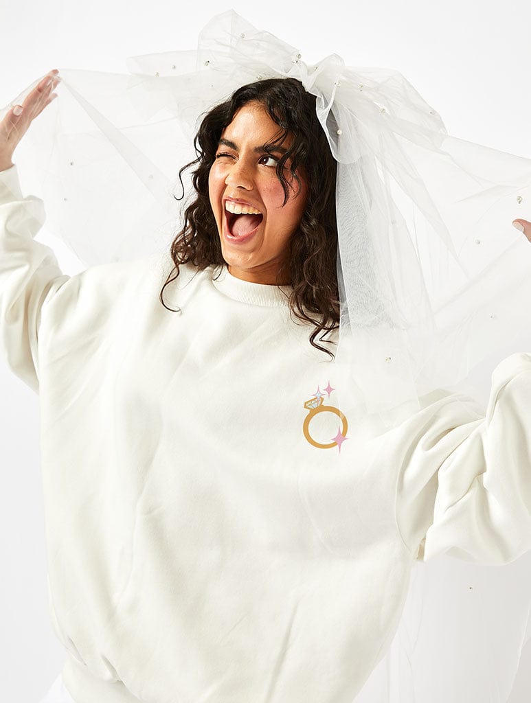 Here Comes The Bride Sweatshirt In White Hoodies & Sweatshirts Skinnydip London