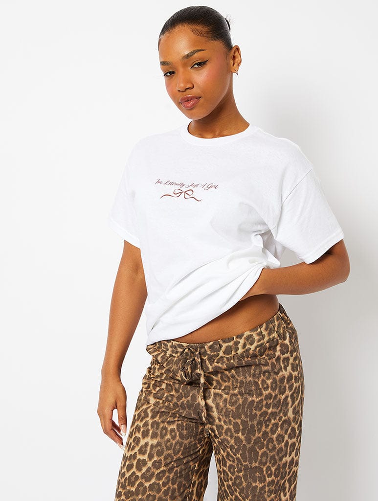 I'm Literally Just A Girl T-Shirt In Ecru Tops & T-Shirts Skinnydip London