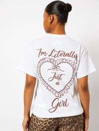 I'm Literally Just A Girl T-Shirt In Ecru Tops & T-Shirts Skinnydip London