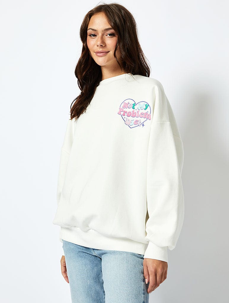 I'm On A Not My Problem Diet Sweatshirt in Ecru Hoodies & Sweatshirts Skinnydip London