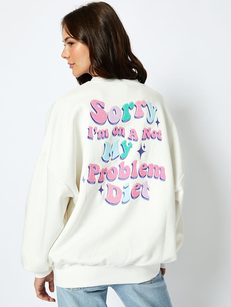 I'm On A Not My Problem Diet Sweatshirt in Ecru Hoodies & Sweatshirts Skinnydip London