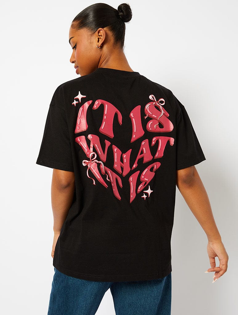 It Is What It Is T-Shirt in Black Tops & T-Shirts Skinnydip London