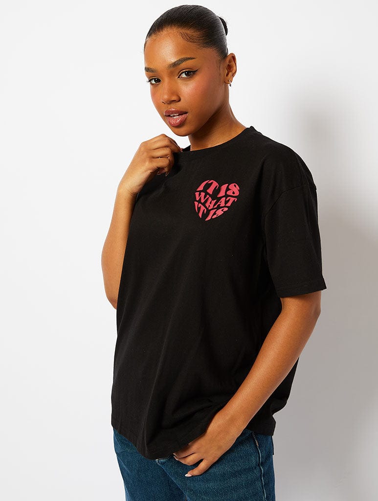 It Is What It Is T-Shirt in Black Tops & T-Shirts Skinnydip London