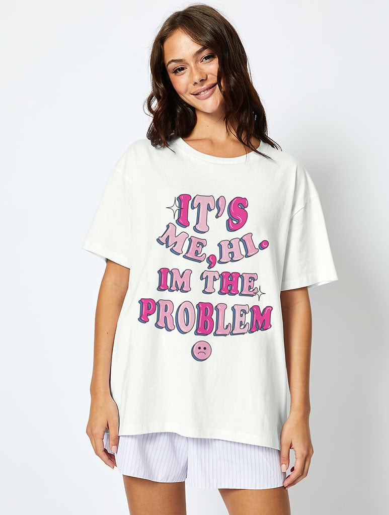 It's Me, Hi, I'm the Problem T-Shirt in Ecru Tops & T-Shirts Skinnydip London