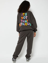 It's Not That Serious Jogger in Charcoal Bottoms Skinnydip London