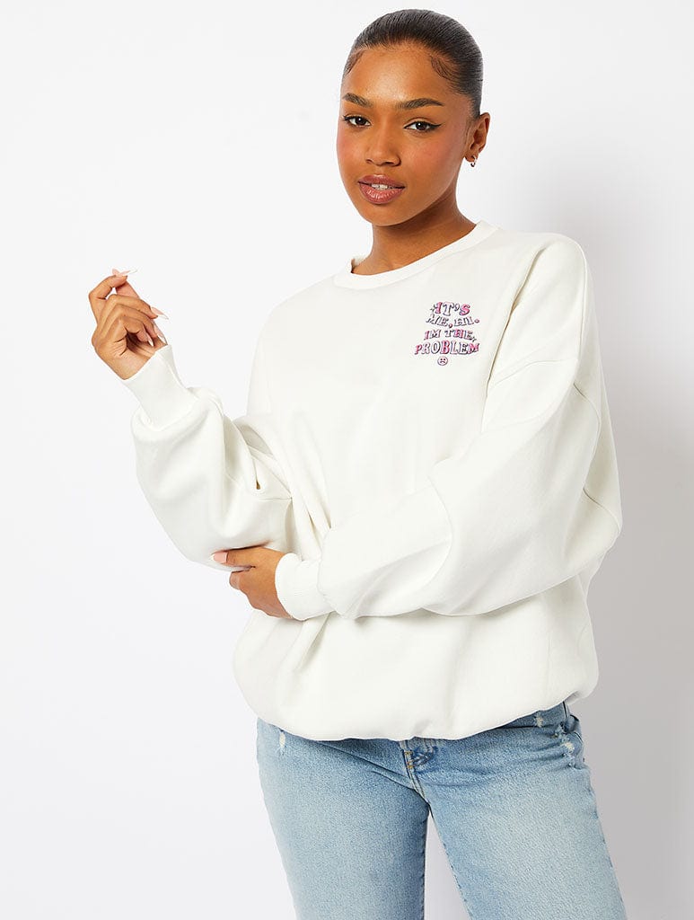 Its Me, Hi. Im The Problem Ecru Sweatshirt Hoodies & Sweatshirts Skinnydip London