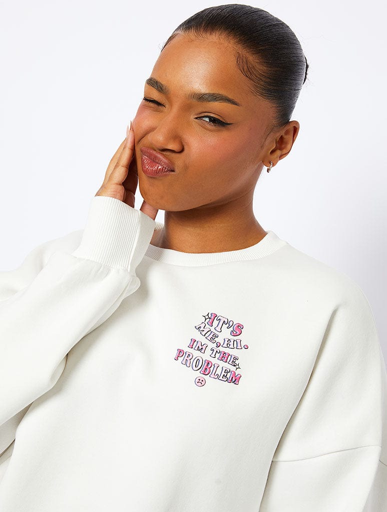 Its Me, Hi. Im The Problem Ecru Sweatshirt Hoodies & Sweatshirts Skinnydip London