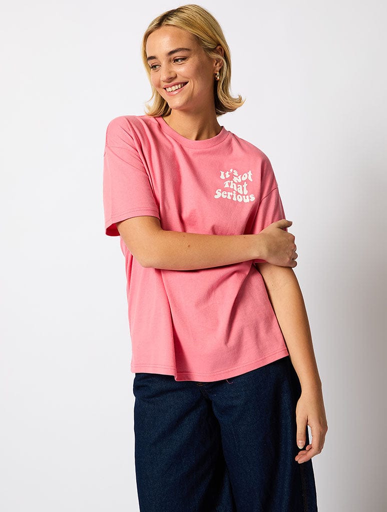 Its Not That Serious T-Shirt in Pink Tops & T-Shirts Skinnydip London