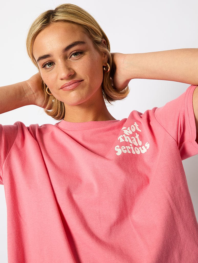 Its Not That Serious T-Shirt in Pink Tops & T-Shirts Skinnydip London