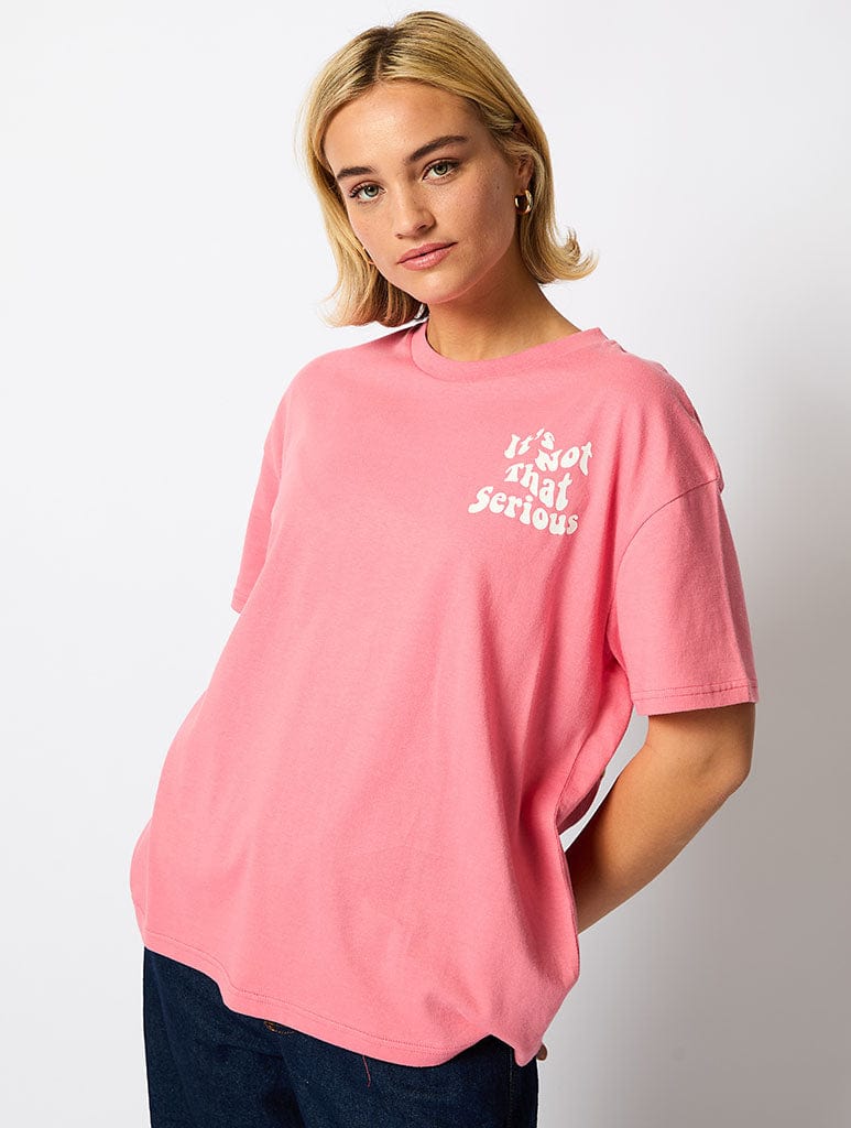 Its Not That Serious T-Shirt in Pink Tops & T-Shirts Skinnydip London