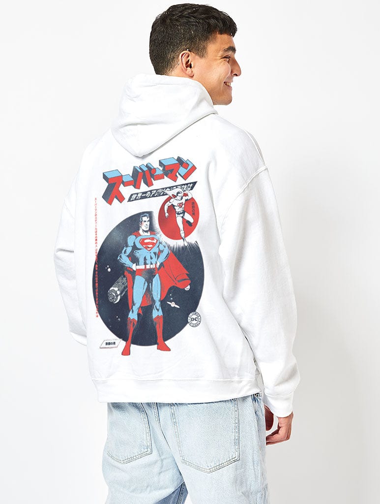 Justice League Superman Hoodie in White Hoodies & Sweatshirts Skinnydip London