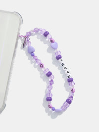 Karma Purple Beaded Phone Strap Phone Grips Skinnydip London