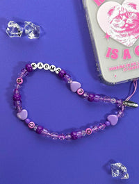 Karma Purple Beaded Phone Strap Phone Grips Skinnydip London