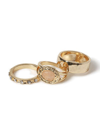 Liars & Lovers 3 Pack Gold Semi Precious Moonstone Rings Jewellery Liars & Lovers