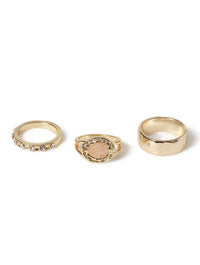 Liars & Lovers 3 Pack Gold Semi Precious Moonstone Rings Jewellery Liars & Lovers