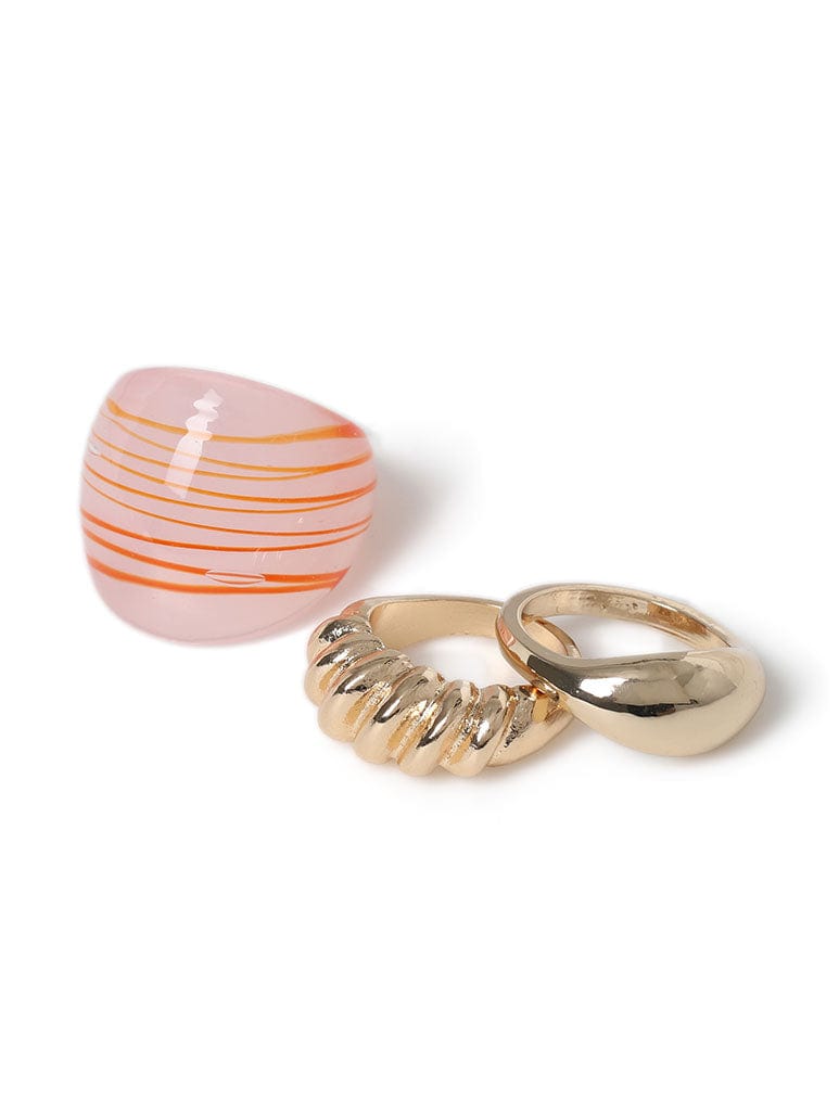 Liars & Lovers 3 Pack Striped Glass & Metal Rings Jewellery Liars & Lovers